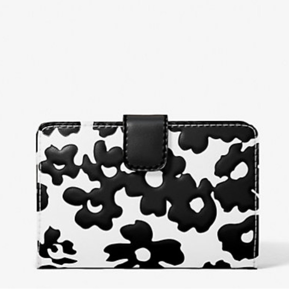 Michael Kors Jet Set Medium Floral Print Bi-Fold Wallet - Picture 4 of 12